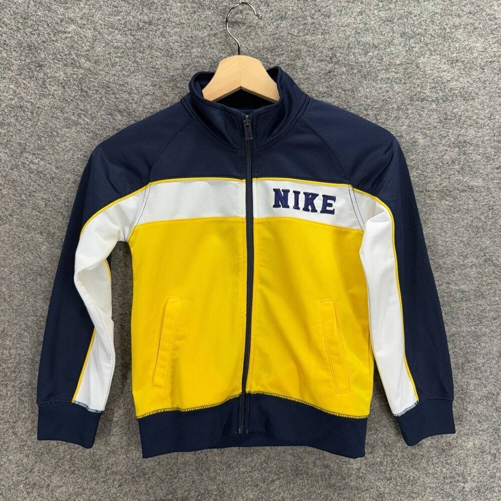 Nike Jacket Boys 6 Yellow Full Zip HIgh Neck Long Sleeve Pockets Regular Fit